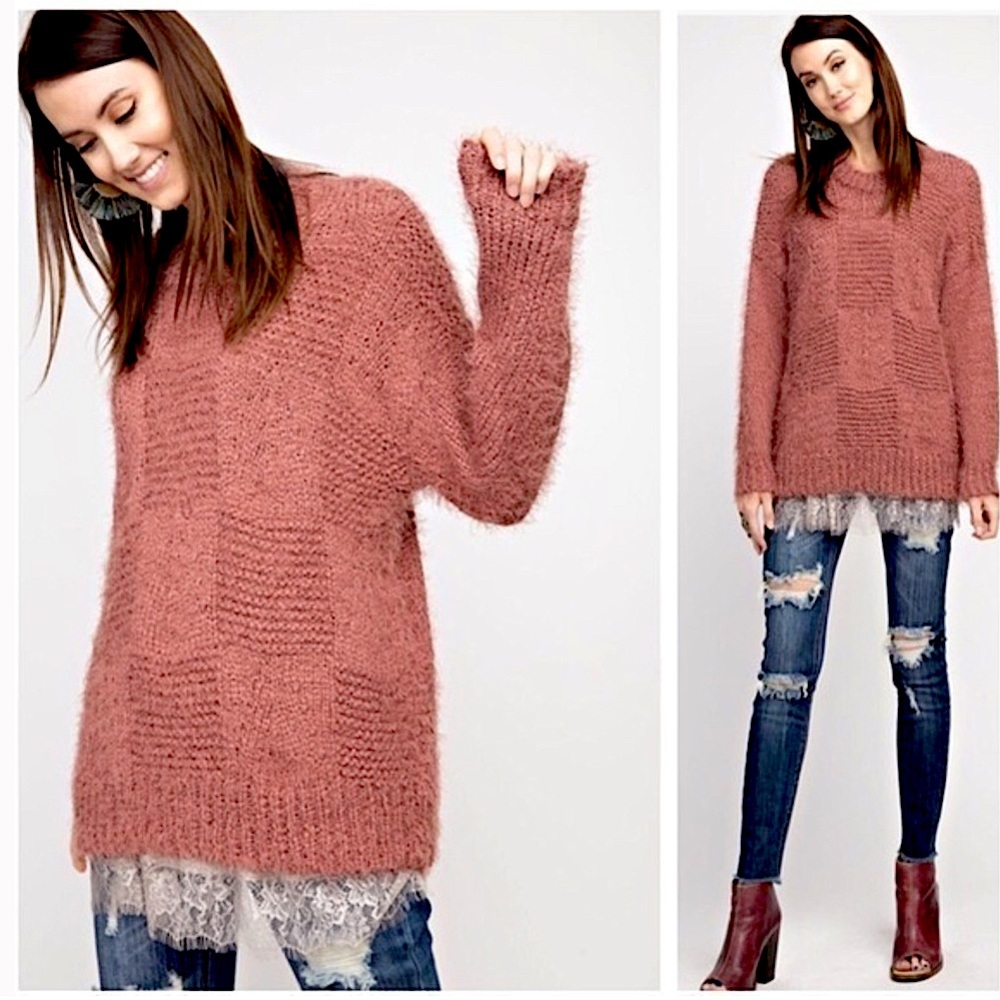 Easel Breya Vegan Mohair Patterned Sweater